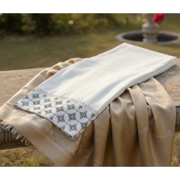 Embroidered Pearl White Trouser - Image 2