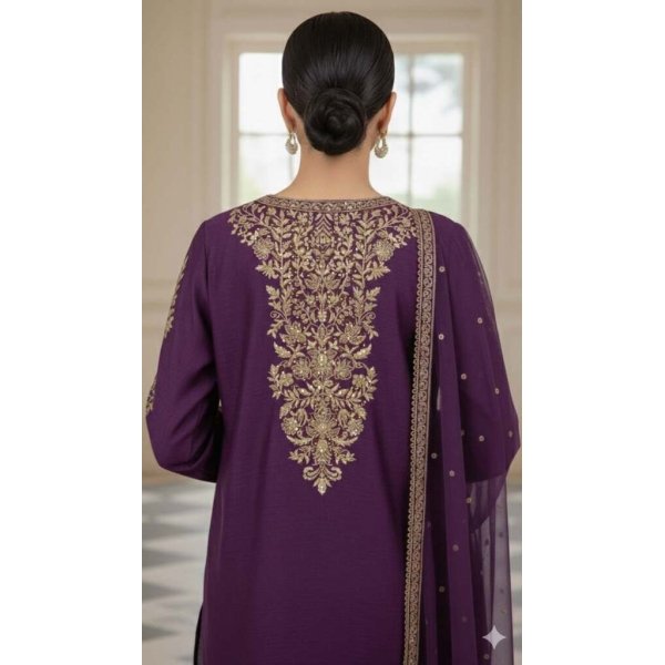 Plum Rawsilk Festive Three-piece - Image 3